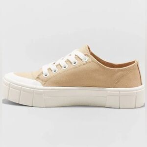 Mad Love Fran Platform Tan Canvas Lace Up Sneakers